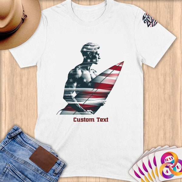 Physical Item S / White Surfing America ~ Limited Edition 2024 "USA Excellence" ~ Personalized Softstyle T-Shirt