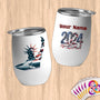 Physical Item 12 oz / White Surfing Dreams ~ Limited Edition 2024 "USA Excellence" ~ Customizable 12oz Wine Tumbler with Lid