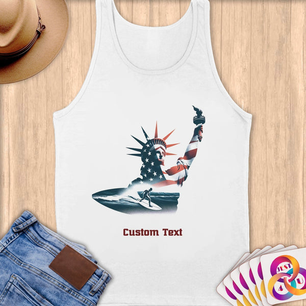 Physical Item S / White Surfing Dreams ~ Limited Edition 2024 "USA Excellence" ~ Customizable Supersoft Tank Top