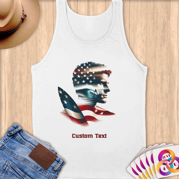 Physical Item S / White Surfing Dreams ~ Limited Edition 2024 "USA Excellence" ~ Customizable Supersoft Tank Top
