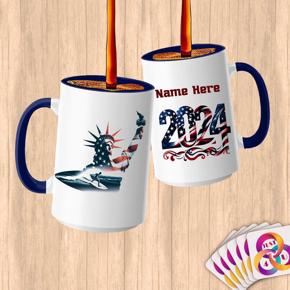 Physical Item 15oz / Blue Surfing Dreams ~ Limited Edition 2024 "USA Excellence" ~ Customized Large 15oz Mug