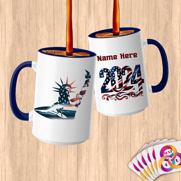 Physical Item 15oz / Blue Surfing Dreams ~ Limited Edition 2024 "USA Excellence" ~ Customized Large 15oz Mug