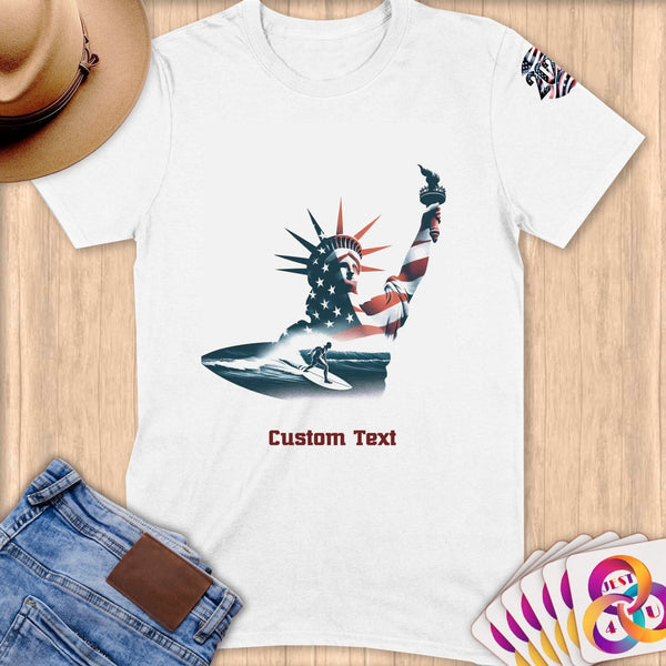 Physical Item S / White Surfing Dreams ~ Limited Edition 2024 "USA Excellence" ~ Personalized Softstyle T-Shirt