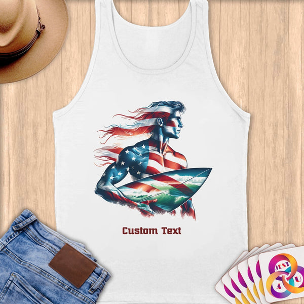 Physical Item S / White Surfing Freedom ~ Limited Edition 2024 "USA Excellence" ~ Customizable Supersoft Tank Top