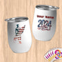 Physical Item 12 oz / White Surfing Hero ~ Limited Edition 2024 "USA Excellence" ~ Customizable 12oz Wine Tumbler with Lid