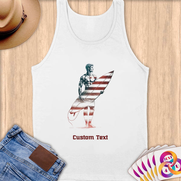 Physical Item S / White Surfing Hero ~ Limited Edition 2024 "USA Excellence" ~ Customizable Supersoft Tank Top