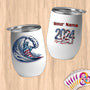 Physical Item 12 oz / White Surfing Liberty ~ Limited Edition 2024 "USA Excellence" ~ Customizable 12oz Wine Tumbler with Lid