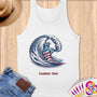 Physical Item S / White Surfing Liberty ~ Limited Edition 2024 "USA Excellence" ~ Customizable Supersoft Tank Top