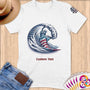 Physical Item S / White Surfing Liberty ~ Limited Edition 2024 "USA Excellence" ~ Personalized Softstyle T-Shirt