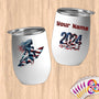 Physical Item 12 oz / White Surfing Pride ~ Limited Edition 2024 "USA Excellence" ~ Customizable 12oz Wine Tumbler with Lid