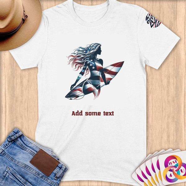 Physical Item S / White Surfing Pride ~ Limited Edition 2024 "USA Excellence" ~ Personalized Softstyle T-Shirt