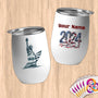 Physical Item 12 oz / White Surfing Skies ~ Limited Edition 2024 "USA Excellence" ~ Customizable 12oz Wine Tumbler with Lid