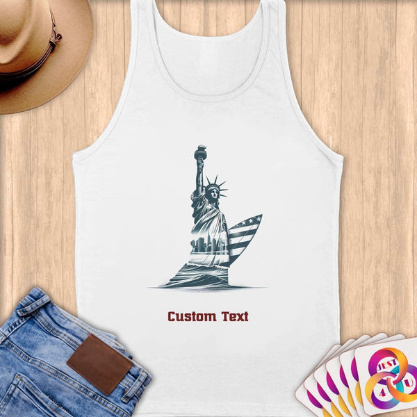 Physical Item S / White Surfing Skies ~ Limited Edition 2024 "USA Excellence" ~ Customizable Supersoft Tank Top