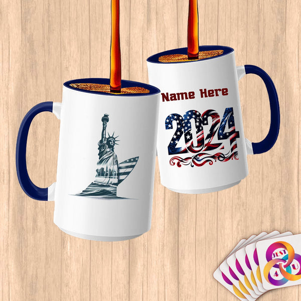 Physical Item 15oz / Blue Surfing Skies ~ Limited Edition 2024 "USA Excellence" ~ Customized Large 15oz Mug