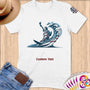 Physical Item S / White Surfing Statue of Liberty ~ Limited Edition 2024 "USA Excellence" ~ Personalized Softstyle T-Shirt