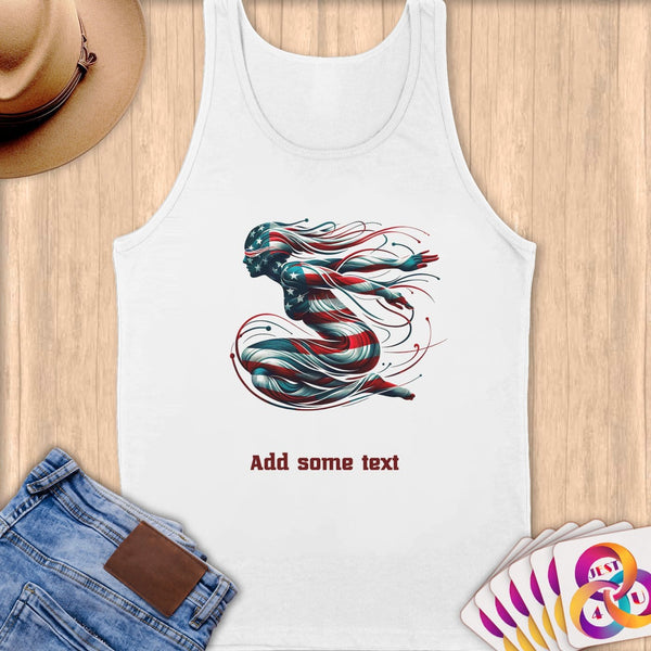 Physical Item S / White Swim Spirit ~ Limited Edition 2024 "USA Excellence" ~ Customizable Supersoft Tank Top