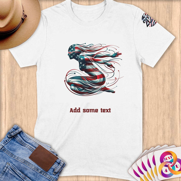 Physical Item S / White Swim Spirit ~ Limited Edition 2024 "USA Excellence" ~ Personalized Softstyle T-Shirt