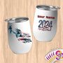 Physical Item 12 oz / White Swimming Liberty ~ Limited Edition 2024 "USA Excellence" ~ Customizable 12oz Wine Tumbler with Lid