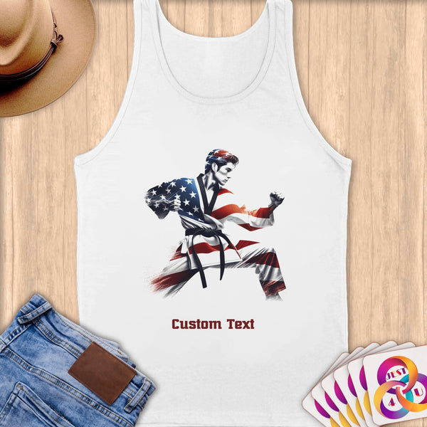 Physical Item S / White Taekwondo Flag ~ Limited Edition 2024 "USA Excellence" ~ Customizable Supersoft Tank Top