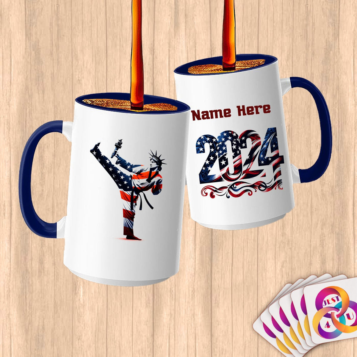 Physical Item 15oz / Blue Taekwondo Liberty ~ Limited Edition 2024 "USA Excellence" ~ Customized Large 15oz Mug