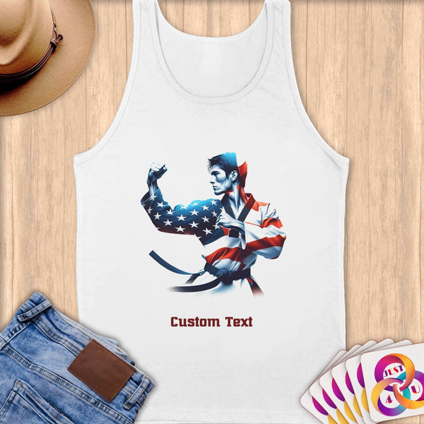 Physical Item S / White Taekwondo Patriotic ~ Limited Edition 2024 "USA Excellence" ~ Customizable Supersoft Tank Top