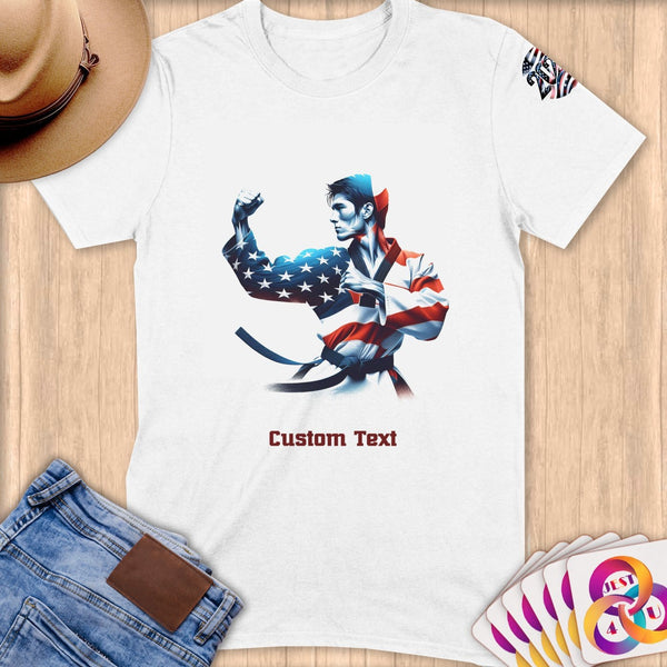 Physical Item S / White Taekwondo Patriotic ~ Limited Edition 2024 "USA Excellence" ~ Personalized Softstyle T-Shirt