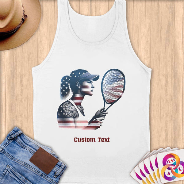Physical Item S / White Tennis Eagle ~ Limited Edition 2024 "USA Excellence" ~ Customizable Supersoft Tank Top