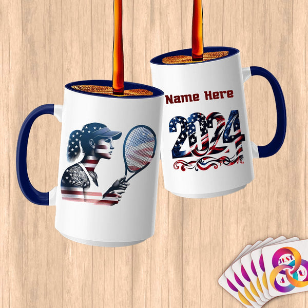 Physical Item 15oz / Blue Tennis Eagle ~ Limited Edition 2024 "USA Excellence" ~ Customized Large 15oz Mug