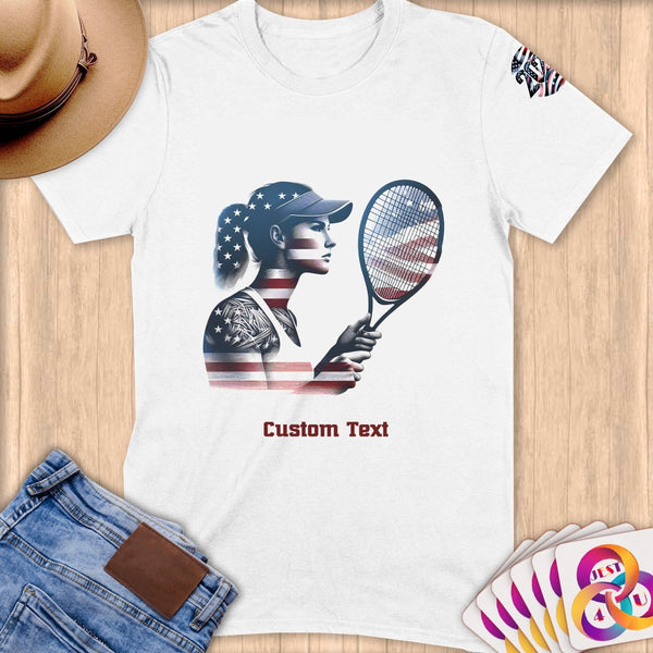 Physical Item S / White Tennis Eagle ~ Limited Edition 2024 "USA Excellence" ~ Personalized Softstyle T-Shirt