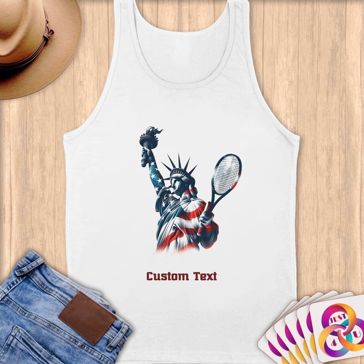 Physical Item S / White Tennis Freedom Flight ~ Limited Edition 2024 "USA Excellence" ~ Customizable Supersoft Tank Top