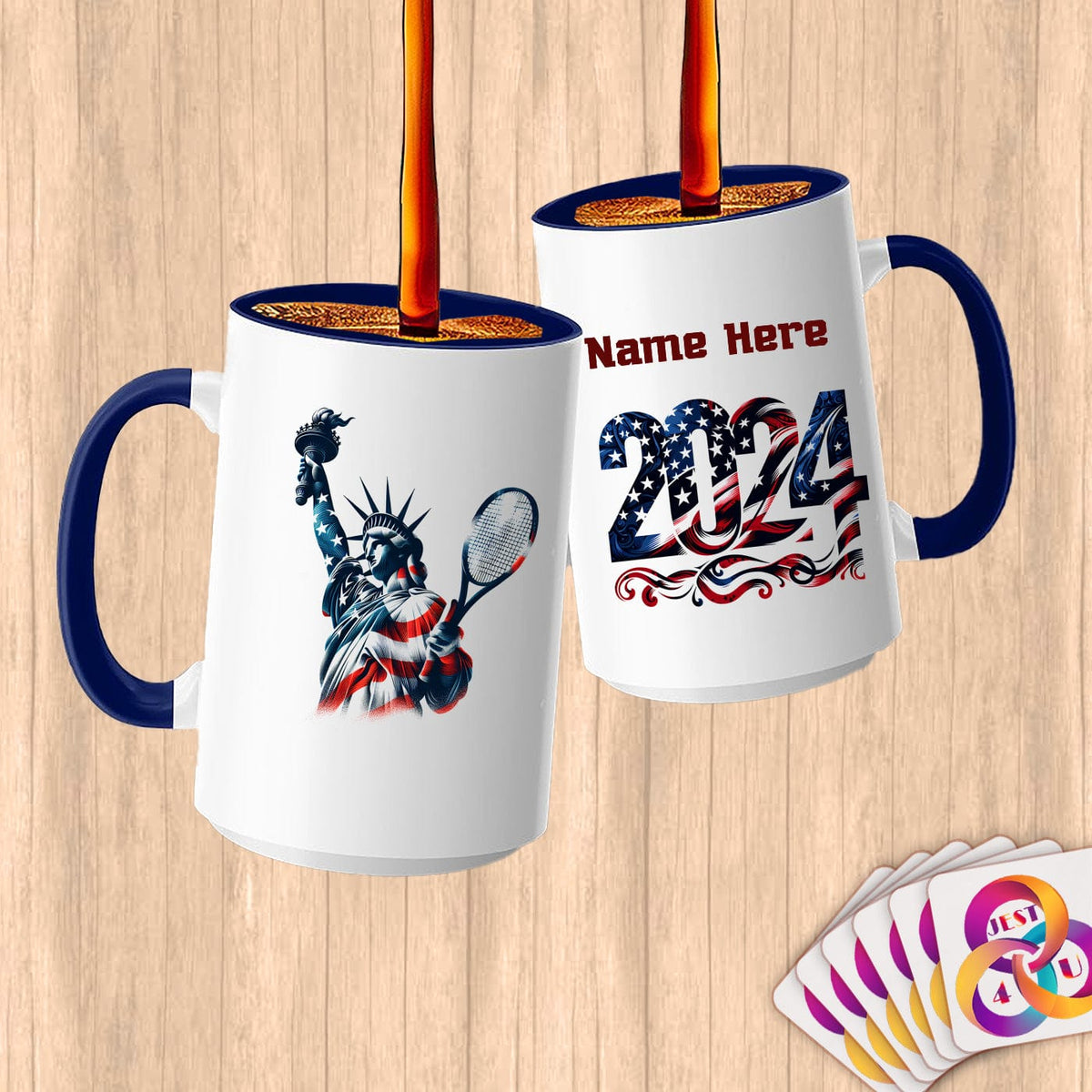 Physical Item 15oz / Blue Tennis Freedom Flight ~ Limited Edition 2024 "USA Excellence" ~ Customized Large 15oz Mug