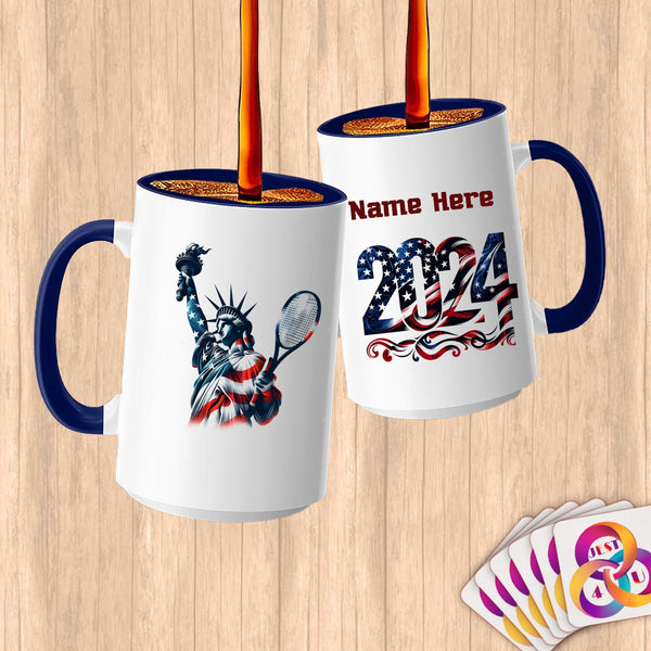 Physical Item 15oz / Blue Tennis Freedom Flight ~ Limited Edition 2024 "USA Excellence" ~ Customized Large 15oz Mug
