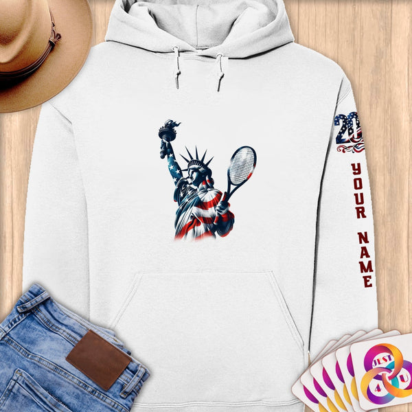 Physical Item S / White Tennis Freedom Flight ~ Limited Edition 2024 "USA Excellence" ~ Personalized Premium Hoodie