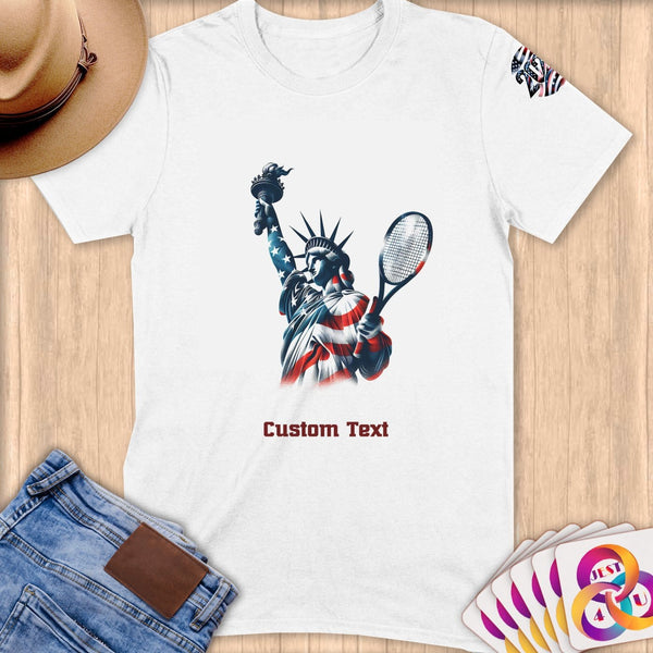 Physical Item S / White Tennis Freedom Flight ~ Limited Edition 2024 "USA Excellence" ~ Personalized Softstyle T-Shirt