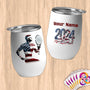 Physical Item 12 oz / White Tennis Freedom ~ Limited Edition 2024 "USA Excellence" ~ Customizable 12oz Wine Tumbler with Lid