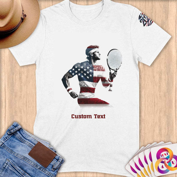 Physical Item S / White Tennis Freedom ~ Limited Edition 2024 "USA Excellence" ~ Personalized Softstyle T-Shirt