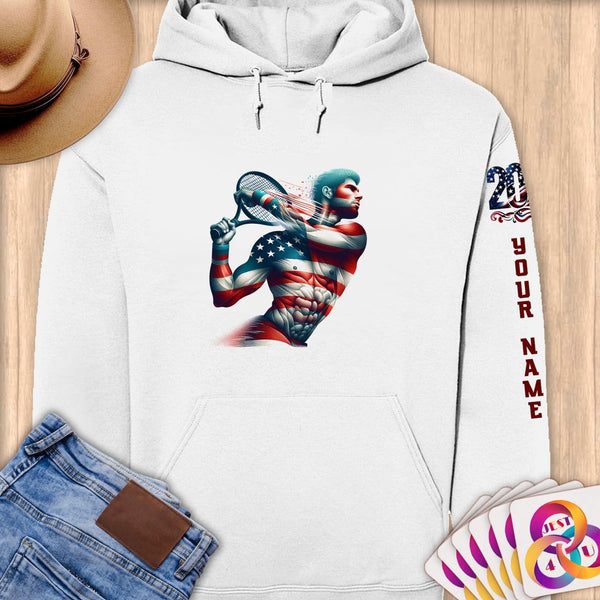 Physical Item S / White Tennis Glory ~ Limited Edition 2024 "USA Excellence" ~ Personalized Premium Hoodie