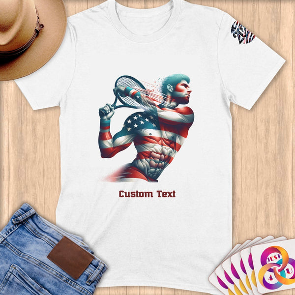 Physical Item S / White Tennis Glory ~ Limited Edition 2024 "USA Excellence" ~ Personalized Softstyle T-Shirt