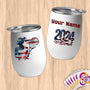 Physical Item 12 oz / White Tennis Glow ~ Limited Edition 2024 "USA Excellence" ~ Customizable 12oz Wine Tumbler with Lid