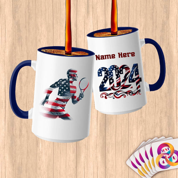 Physical Item 15oz / Blue Tennis Hero ~ Limited Edition 2024 "USA Excellence" ~ Customized Large 15oz Mug
