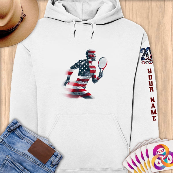 Physical Item S / White Tennis Hero ~ Limited Edition 2024 "USA Excellence" ~ Personalized Premium Hoodie