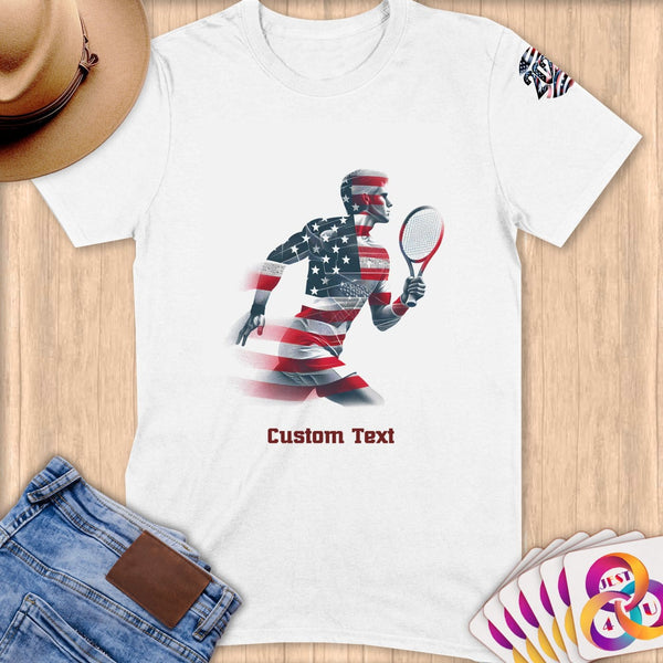 Physical Item S / White Tennis Hero ~ Limited Edition 2024 "USA Excellence" ~ Personalized Softstyle T-Shirt