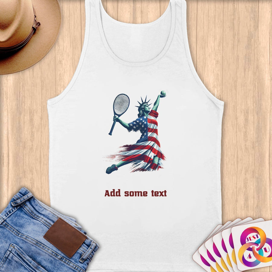Physical Item S / White Tennis Liberty Serve ~ Limited Edition 2024 "USA Excellence" ~ Customizable Supersoft Tank Top