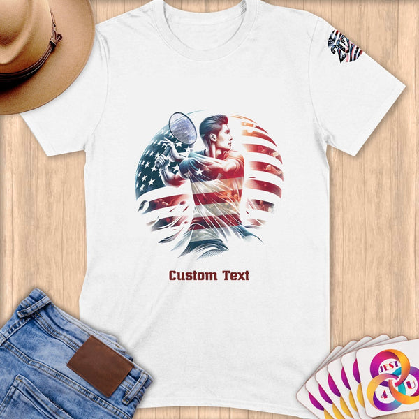 Physical Item S / White Tennis Patriotic ~ Limited Edition 2024 "USA Excellence" ~ Personalized Softstyle T-Shirt