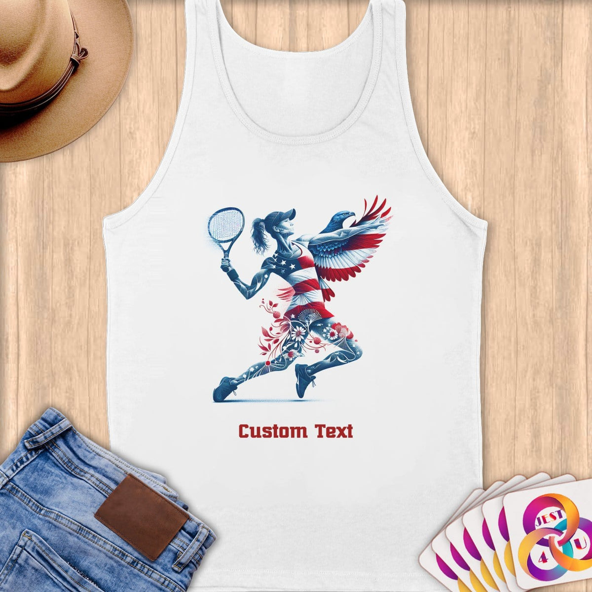 Physical Item S / White TEnnis Power~Limited Edition 2024 "USA Excellence" ~ Customizable Supersoft Tank Top