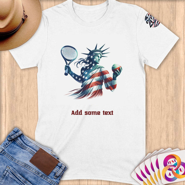 Physical Item S / White Tennis Power ~ Limited Edition 2024 "USA Excellence" ~ Personalized Softstyle T-Shirt
