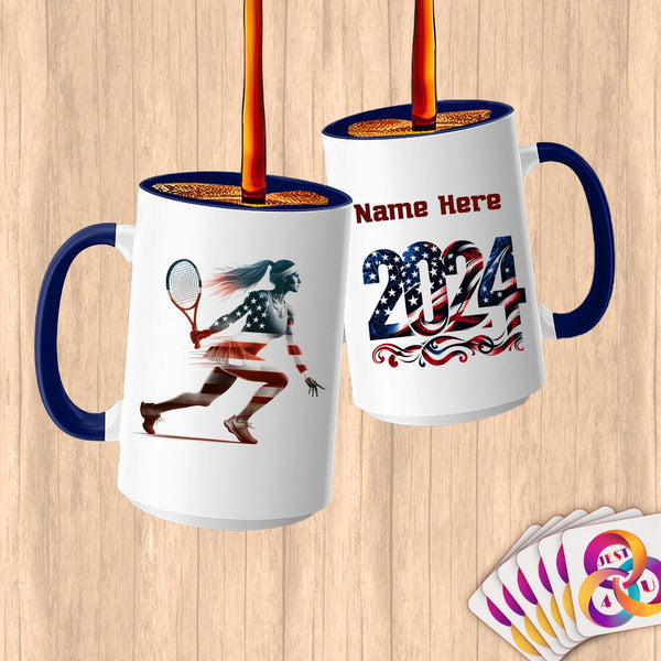 Physical Item 15oz / Blue Tennis Speed ~ Limited Edition 2024 "USA Excellence" ~ Customized Large 15oz Mug