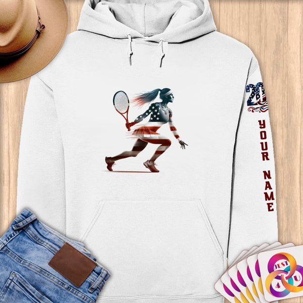 Physical Item S / White Tennis Speed ~ Limited Edition 2024 "USA Excellence" ~ Personalized Premium Hoodie