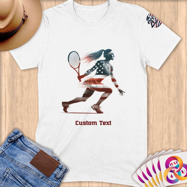 Physical Item S / White Tennis Speed ~ Limited Edition 2024 "USA Excellence" ~ Personalized Softstyle T-Shirt
