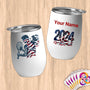 Physical Item 12 oz / White Tennis Spirit~Limited Edition 2024 "USA Excellence" ~ Customizable 12oz Wine Tumbler with Lid